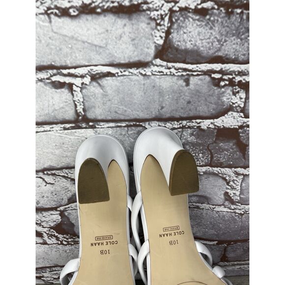 Cole Haan Adella White Leather Straps Heel Slides Sandals Women’s Sz 10B US/41EU - Picture 9 of 16